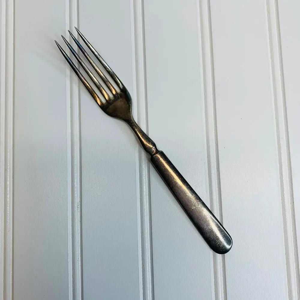 Antique Silver Plate Dinner Fork Plain Rounded Handle 1847 Rogers Silverplate